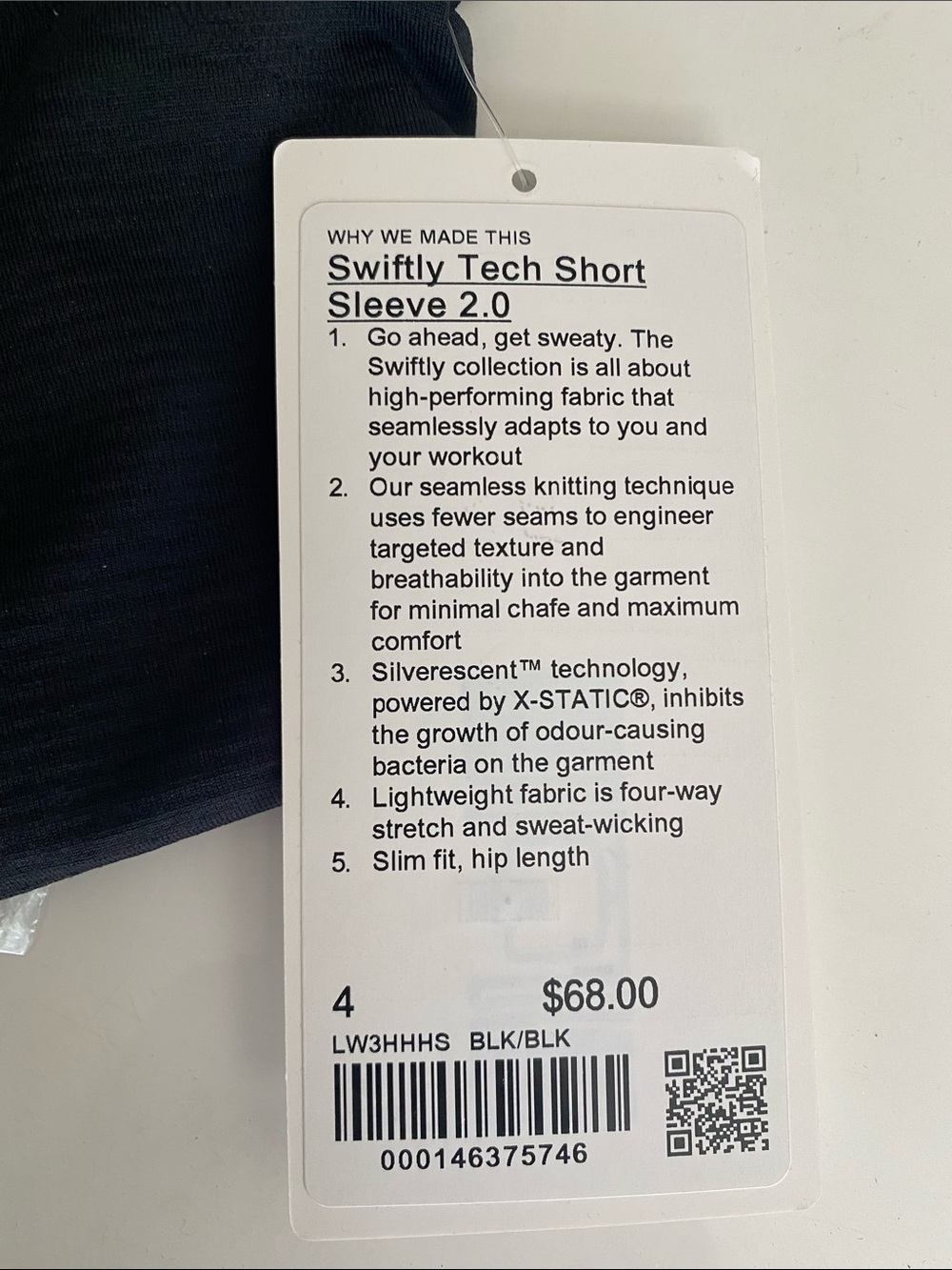 😍NWT lululemon Swiftly Tech Short-Sleeve Shirt 2.0 *Hip Length Black Size 4! - Picture 3 of 7